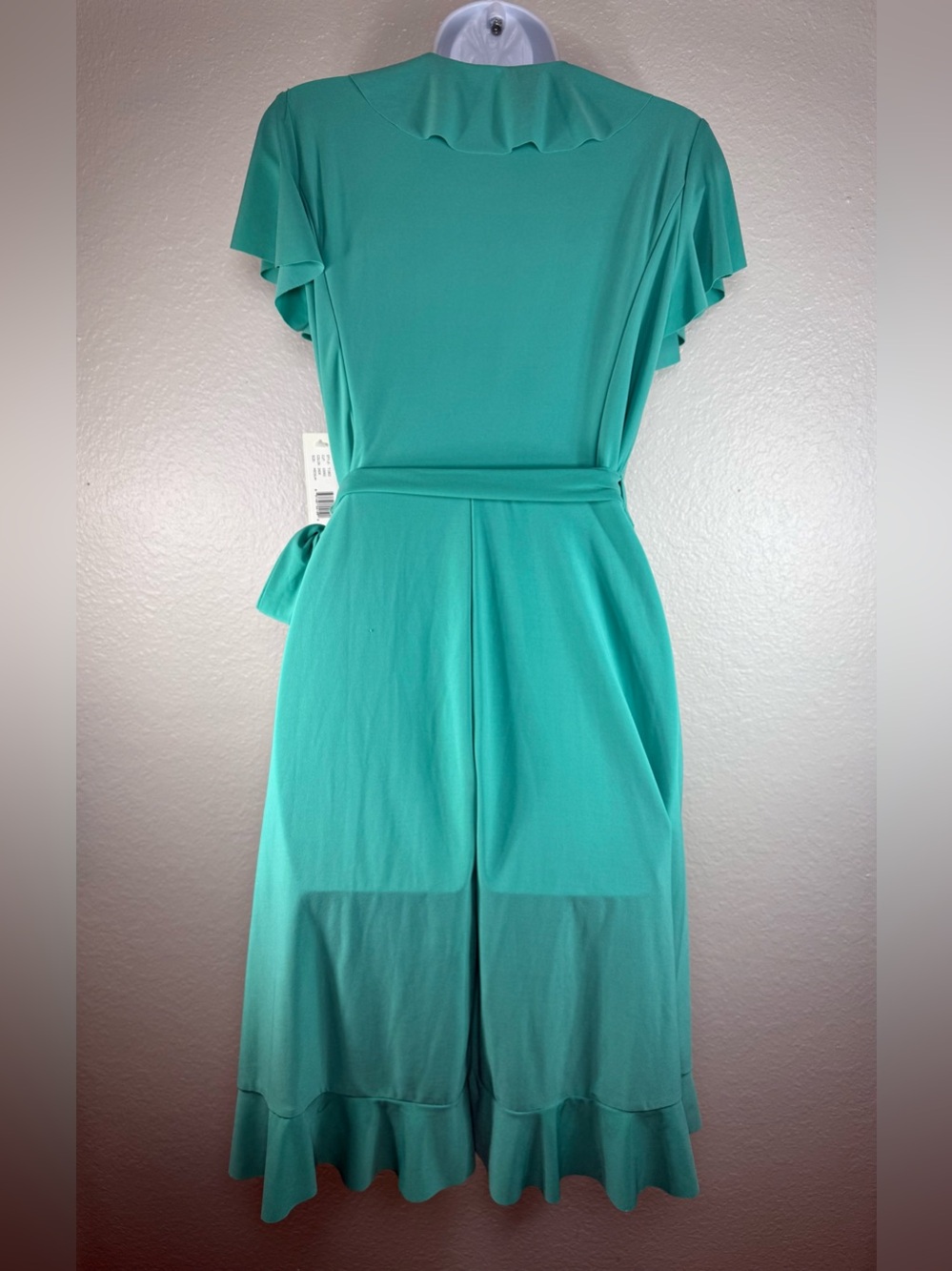 Women’s teal jade wrap dress Size M ruffle neckline by tash+sophie - Picture 2 of 4